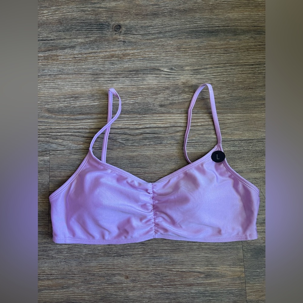Gathered front crop bikini top